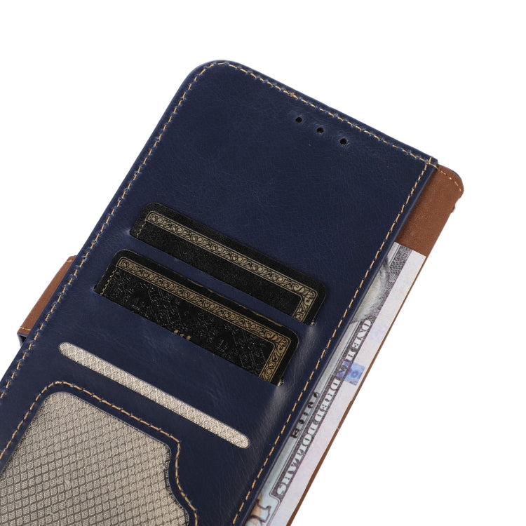 For Motorola Moto G53 5G Crazy Horse Top Layer Cowhide RFID Leather Phone Case(Blue) - Motorola Cases by buy2fix | Online Shopping UK | buy2fix