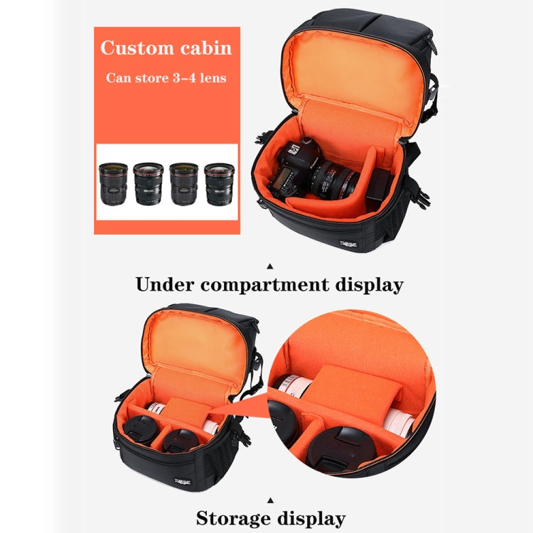 Large Capacity Waterproof Backpack Travel Shoulders Camera Bags(Gray Matte Inner Orange) - Backpack by buy2fix | Online Shopping UK | buy2fix