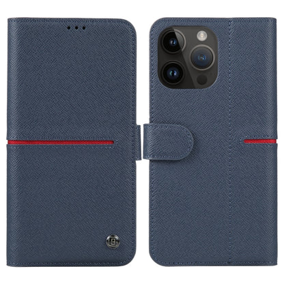 For iPhone 14 Pro Max GEBEI Top-grain Horizontal Flip Leather Phone Case(Blue) - iPhone 14 Pro Max Cases by GEBEI | Online Shopping UK | buy2fix