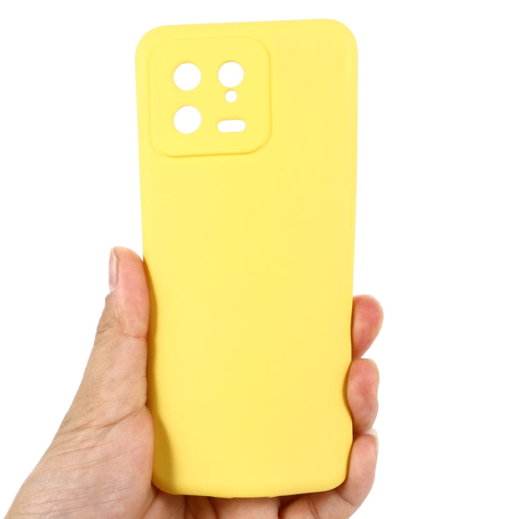 For Xiaomi 13 Pure Color Liquid Silicone Shockproof Phone Case(Yellow) - 13 Cases by buy2fix | Online Shopping UK | buy2fix