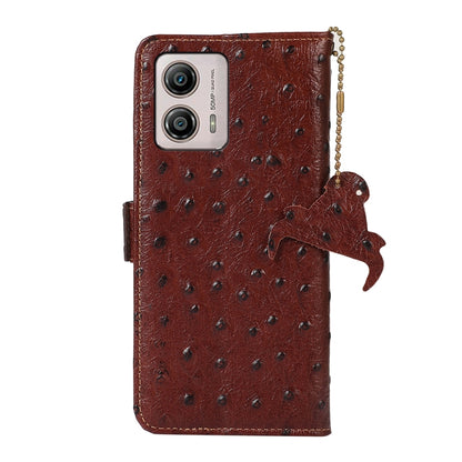 For Motorola Moto G53 5G / G13 / G23 Ostrich Pattern Genuine Leather RFID Phone Case(Coffee) - Motorola Cases by buy2fix | Online Shopping UK | buy2fix