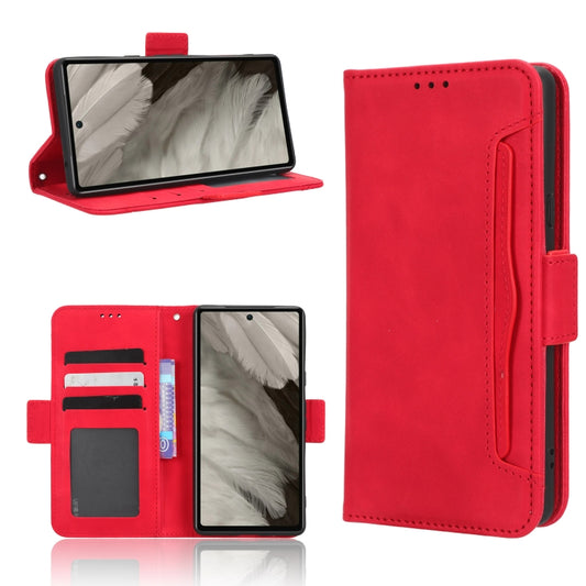 For Google Pixel 7a Skin Feel Calf Texture Card Slots Leather Phone Case(Red) - Google Cases by buy2fix | Online Shopping UK | buy2fix