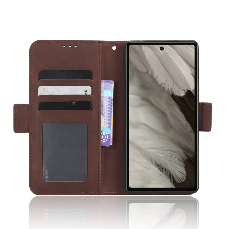 For Google Pixel 7a Skin Feel Calf Texture Card Slots Leather Phone Case(Brown) - Google Cases by buy2fix | Online Shopping UK | buy2fix