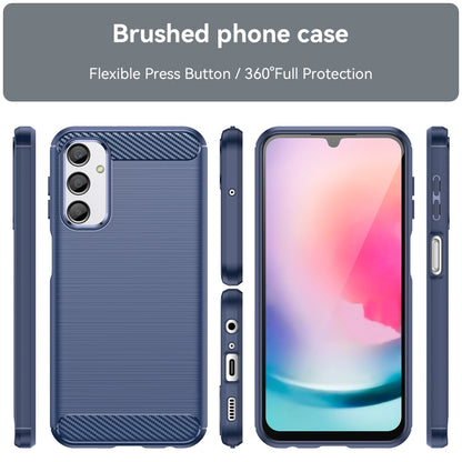 For Samsung Galaxy A24 4G Brushed Texture Carbon Fiber TPU Phone Case(Blue) - Galaxy Phone Cases by buy2fix | Online Shopping UK | buy2fix