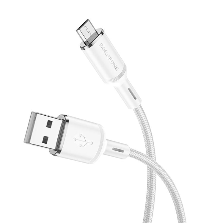 Borofone BX90 USB to Micro USB Cyber 2.4A Charging Data Cable, Length:1m(White) -  by Borofone | Online Shopping UK | buy2fix