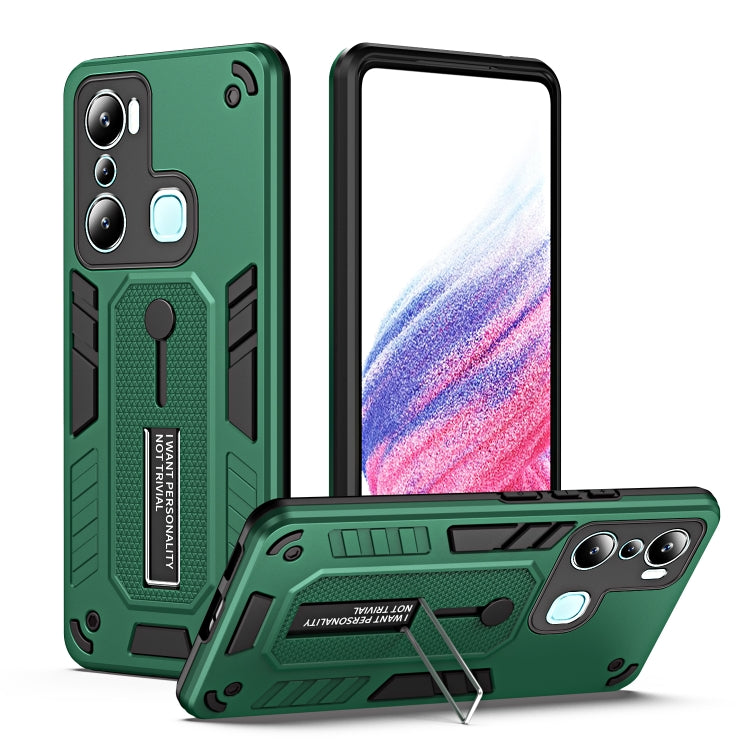 For Infinix Hot 20i X665E Variety Brave Armor Finger Loop Holder Phone Case(Green) - Infinix Cases by buy2fix | Online Shopping UK | buy2fix