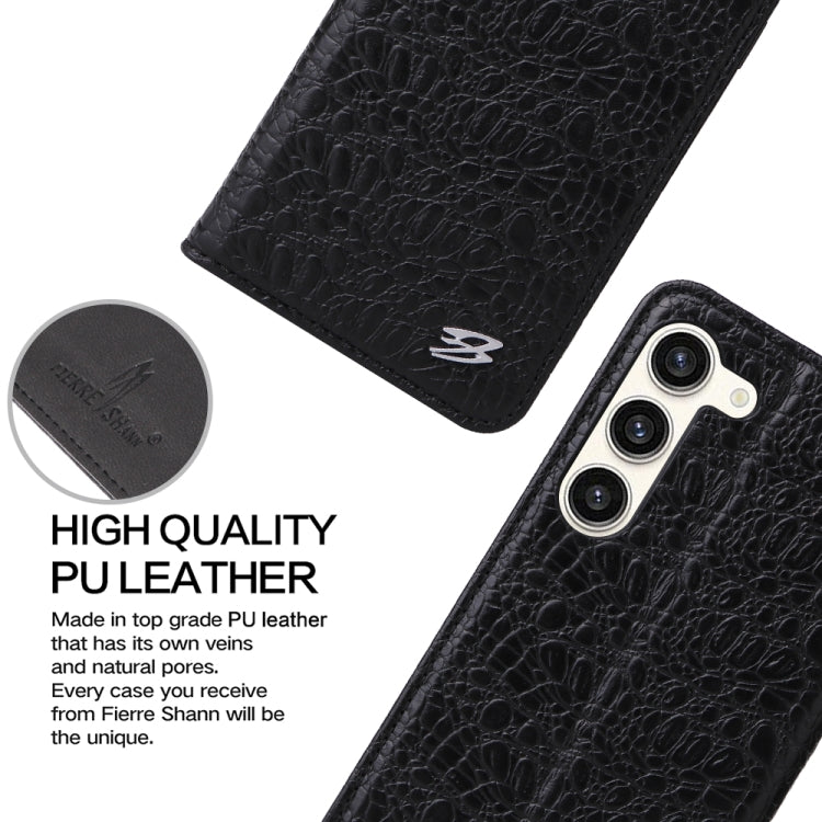 For Samsung Galaxy S23 5G Fierre Shann Crocodile Texture Magnetic Genuine Leather Phone Case(Black) - Galaxy S23 5G Cases by FIERRE SHANN | Online Shopping UK | buy2fix