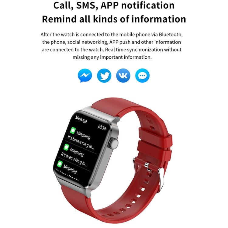 T50 1.85 inch Silicone Band IP67 Waterproof Smart Watch Supports Voice Assistant / Health Monitoring(Red) - Smart Wear by buy2fix | Online Shopping UK | buy2fix