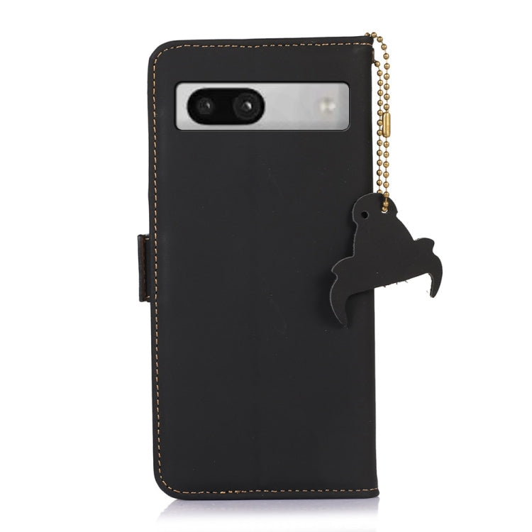 For Google Pixel 7a Genuine Leather Magnetic RFID Leather Phone Case(Black) - Google Cases by buy2fix | Online Shopping UK | buy2fix