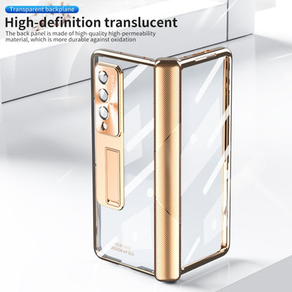 For Samsung Galaxy Z Fold4 5G Magnetic Hinges Plating Phone Case with Holder(Champagne Gold) - Galaxy Z Fold4 5G Cases by buy2fix | Online Shopping UK | buy2fix