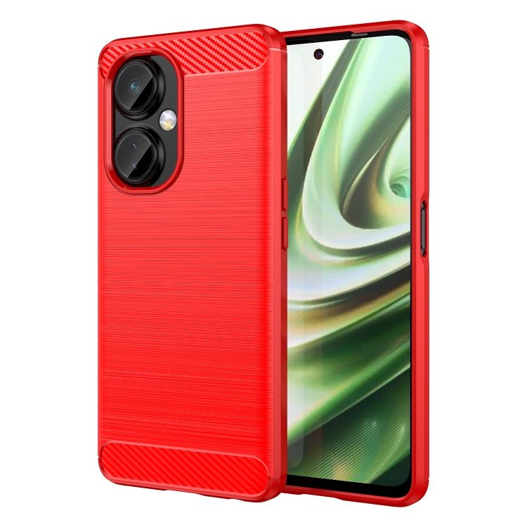 For OnePlus Nord CE 3 Brushed Texture Carbon Fiber TPU Phone Case(Red) - OnePlus Cases by buy2fix | Online Shopping UK | buy2fix