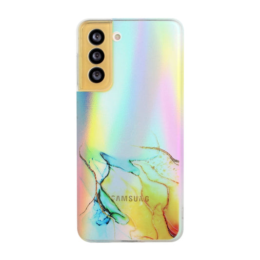 For Samsung Galaxy S23 FE 5G Laser Marble Pattern Clear TPU Protective Phone Case(Yellow) - Galaxy S23 FE 5G Cases by buy2fix | Online Shopping UK | buy2fix