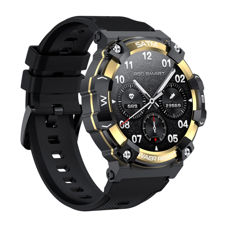 PG666 1.39 inch TFT Screen Bluetooth Call Smart Watch, Support Heart Rate / Blood Pressure Monitoring(Black Gold) - Smart Wear by buy2fix | Online Shopping UK | buy2fix