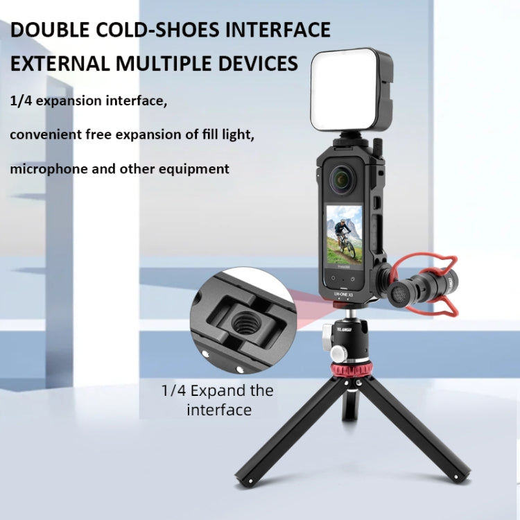 For Insta360 X3 YELANGU LW-ONE X3 Metal Cage Extended Frame Case With T1 Tripod - Mount & Holder by YELANGU | Online Shopping UK | buy2fix