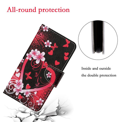 For Xiaomi Redmi Note 12 4G Global Colored Drawing Pattern Flip Leather Phone Case(Red Heart) - Note 12 Cases by buy2fix | Online Shopping UK | buy2fix