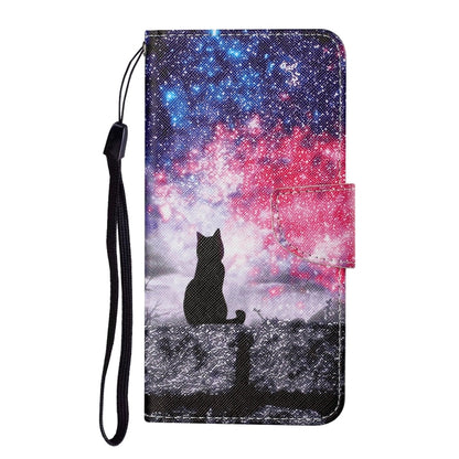 For Xiaomi Redmi Note 12 5G Global/Poco X5 Colored Drawing Pattern Flip Leather Phone Case(Star Sky Cat) - Note 12 Cases by buy2fix | Online Shopping UK | buy2fix