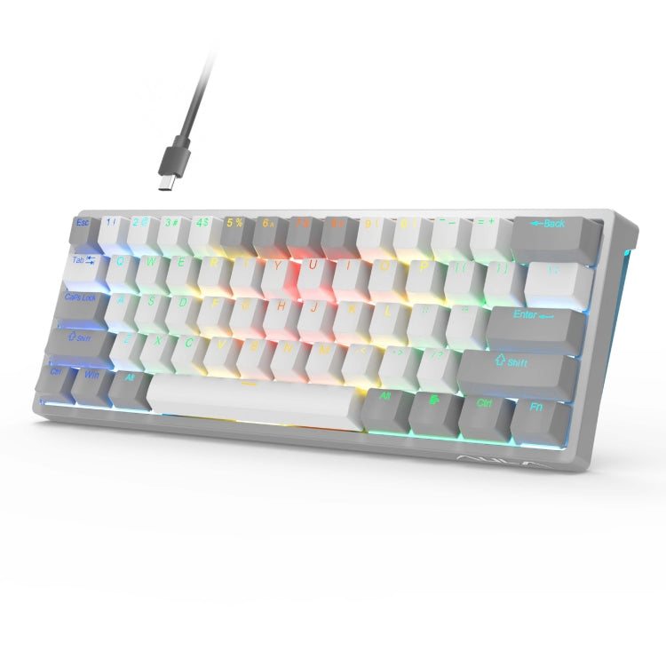 AULA F3261 Type-C Wired Hot Swappable 61 Keys RGB Mechanical Keyboard(Gray White Red Shaft) - Wired Keyboard by AULA | Online Shopping UK | buy2fix