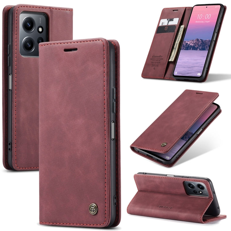 For Xiaomi Redmi Note 12 4G Global CaseMe 013 Multifunctional Horizontal Flip Leather Phone Case(Wine Red) - Xiaomi Cases by CaseMe | Online Shopping UK | buy2fix