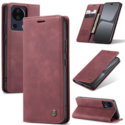 For Xiaomi 13 Lite CaseMe 013 Multifunctional Horizontal Flip Leather Phone Case(Wine Red) - Xiaomi Cases by CaseMe | Online Shopping UK | buy2fix