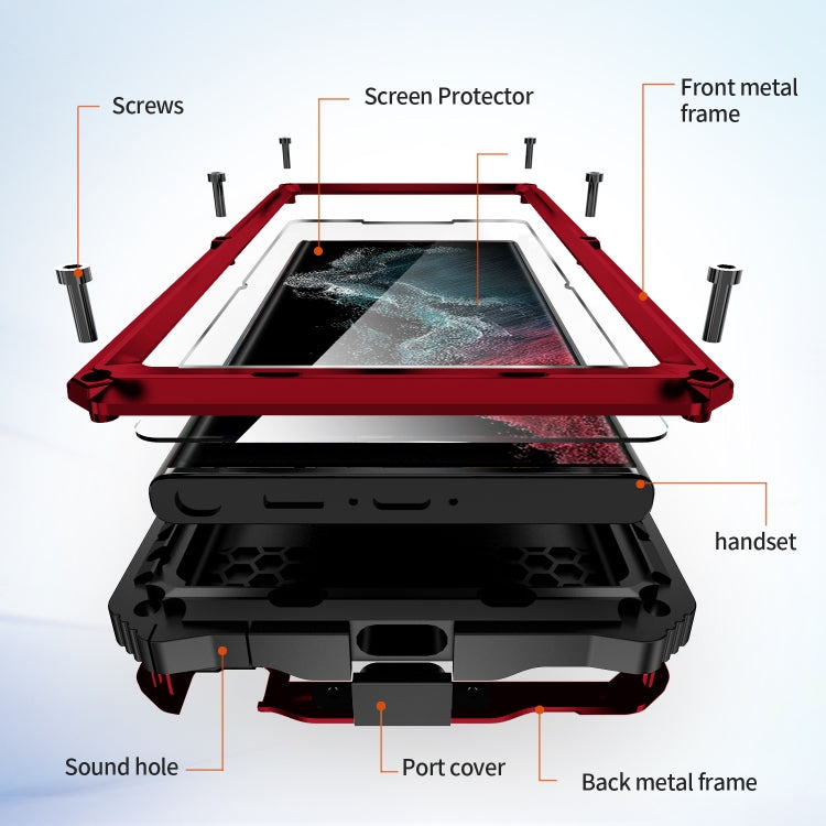 For Samsung Galaxy S22 Ultra 5G R-JUST RJ-56 3rd Gen Life Waterproof Dustproof Shockproof Phone Case(Red) - Galaxy S22 Ultra 5G Cases by R-JUST | Online Shopping UK | buy2fix