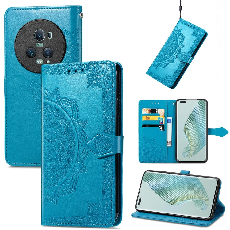 For Honor Magic5 Pro Mandala Flower Embossed Leather Phone Case(Blue) - Honor Cases by buy2fix | Online Shopping UK | buy2fix