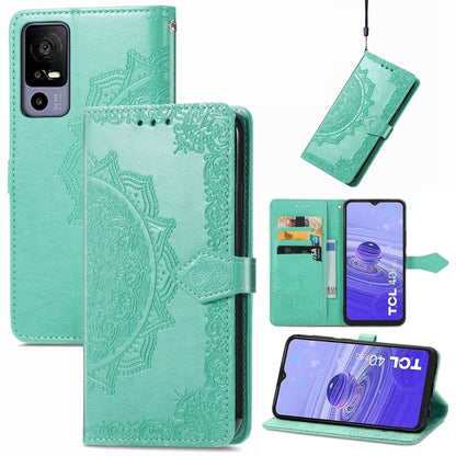 For TCL 40R Mandala Flower Embossed Leather Phone Case(Green) - More Brand by buy2fix | Online Shopping UK | buy2fix