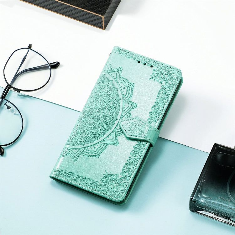 For Xiaomi Redmi Note 12 4G Global Mandala Flower Embossed Leather Phone Case(Green) - Note 12 Cases by buy2fix | Online Shopping UK | buy2fix