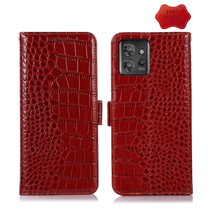 For Motorola ThinkPhone 5G Crocodile Top Layer Cowhide Leather Phone Case(Red) - Motorola Cases by buy2fix | Online Shopping UK | buy2fix