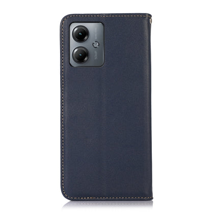 For Motorola Moto G14 4G KHAZNEH Nappa Top Layer Cowhide Leather Phone Case(Blue) - Motorola Cases by buy2fix | Online Shopping UK | buy2fix