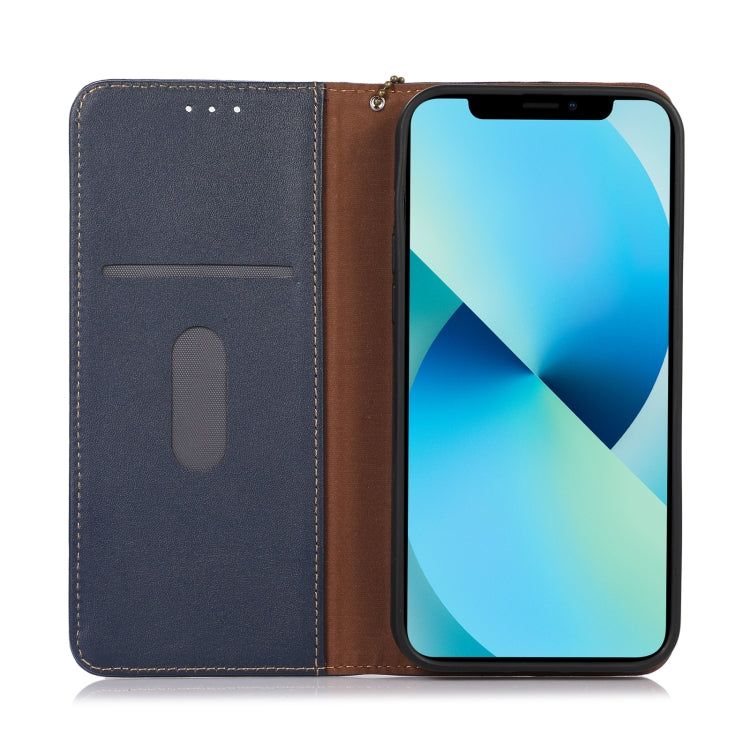 For Motorola Moto G14 4G KHAZNEH Nappa Top Layer Cowhide Leather Phone Case(Blue) - Motorola Cases by buy2fix | Online Shopping UK | buy2fix