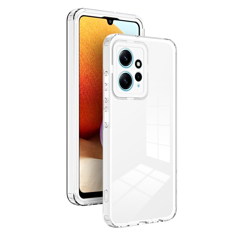 For Xiaomi Redmi Note 12 4G Global 3 in 1 Clear TPU Color PC Frame Phone Case(White) - Note 12 Cases by buy2fix | Online Shopping UK | buy2fix