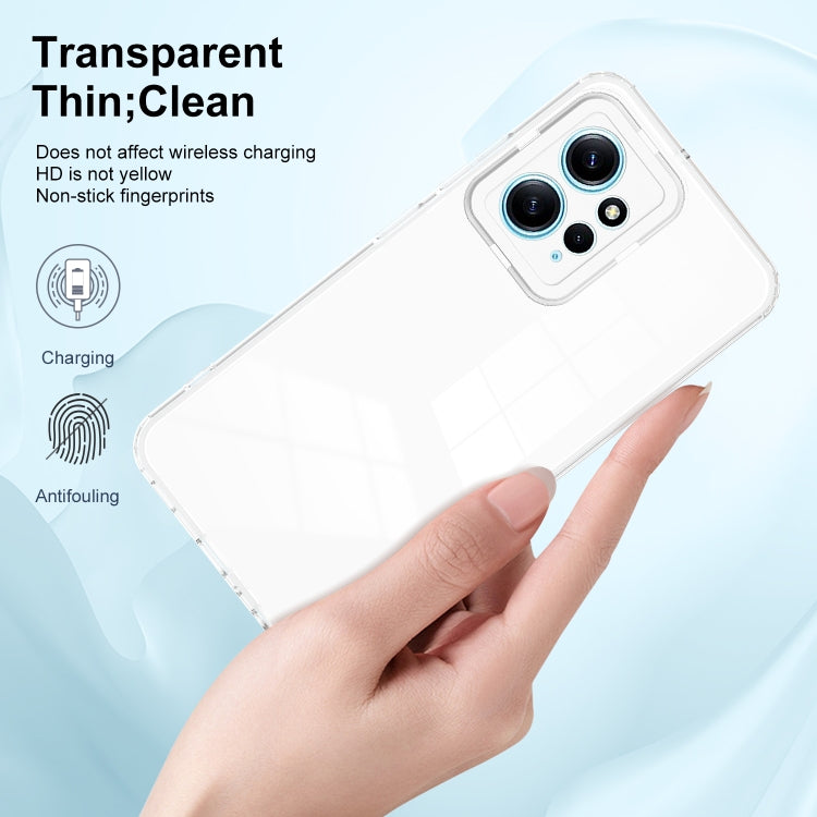 For Xiaomi Redmi Note 12 4G Global 3 in 1 Clear TPU Color PC Frame Phone Case(White) - Note 12 Cases by buy2fix | Online Shopping UK | buy2fix