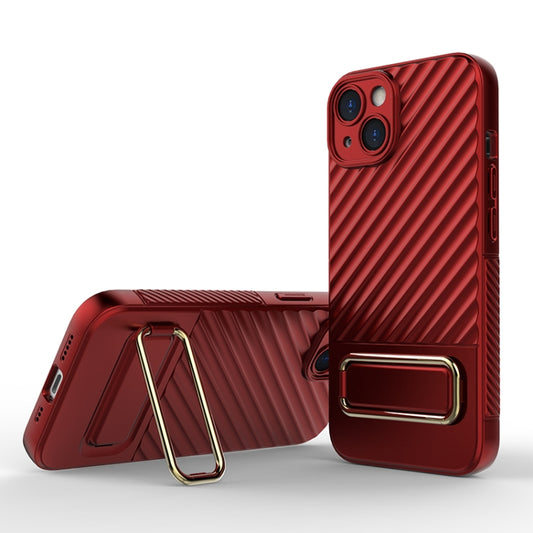 For iPhone 13 Wavy Textured Magsafe Magnetic Phone Case with Lens Film(Red) - iPhone 13 Cases by buy2fix | Online Shopping UK | buy2fix