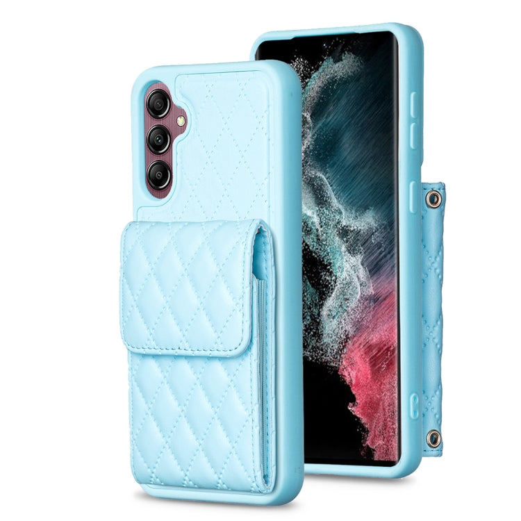 For Samsung Galaxy A14 4G / 5G Vertical Wallet Rhombic Leather Phone Case(Blue) - Galaxy Phone Cases by buy2fix | Online Shopping UK | buy2fix