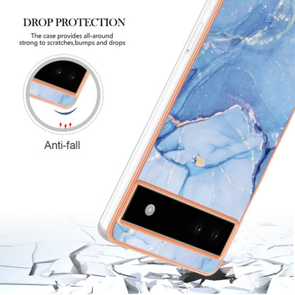 For Google Pixel 6A Electroplating Marble Dual-side IMD Phone Case(Blue 018) - Google Cases by buy2fix | Online Shopping UK | buy2fix
