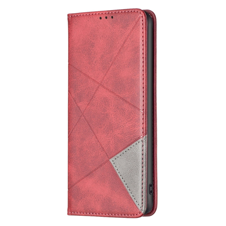 For Nokia C32 Rhombus Texture Magnetic Leather Phone Case(Red) - Nokia Cases by buy2fix | Online Shopping UK | buy2fix