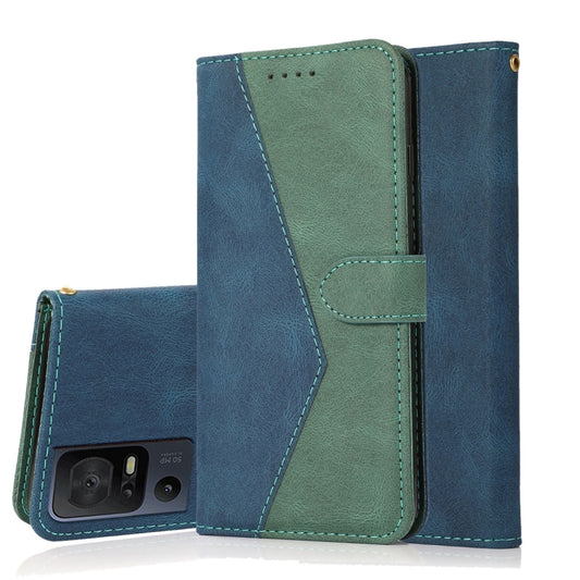 For TCL 40 SE Dual-color Stitching Leather Phone Case(Blue Green) - More Brand by buy2fix | Online Shopping UK | buy2fix