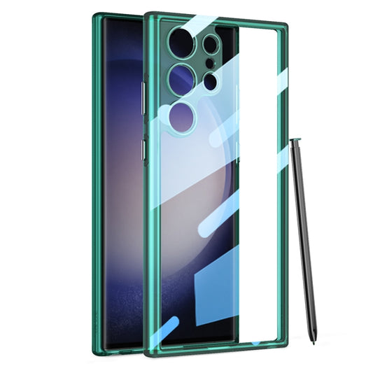 For Samsung Galaxy S23 Ultra 5G GKK Space Frame Transparent PC+TPU Phone Case(Transparent Green) - Galaxy S23 Ultra 5G Cases by GKK | Online Shopping UK | buy2fix