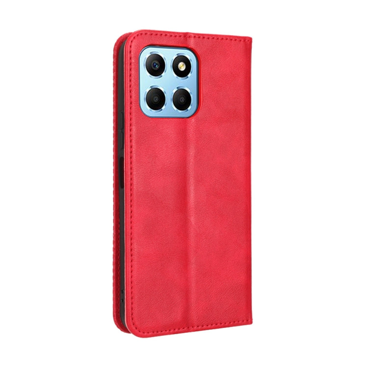 For Honor 70 Lite / X6 4G Magnetic Buckle Retro Texture Leather Phone Case(Red) - Honor Cases by buy2fix | Online Shopping UK | buy2fix