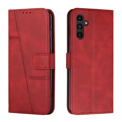 For Samsung Galaxy A24 4G Stitching Calf Texture Buckle Leather Phone Case(Red) - Galaxy Phone Cases by buy2fix | Online Shopping UK | buy2fix