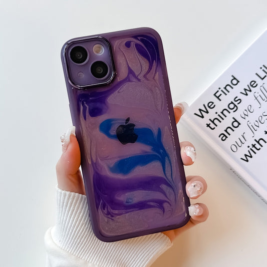For iPhone 13 Oil Painting Electroplating TPU Phone Case(Purple) - iPhone 13 Cases by buy2fix | Online Shopping UK | buy2fix