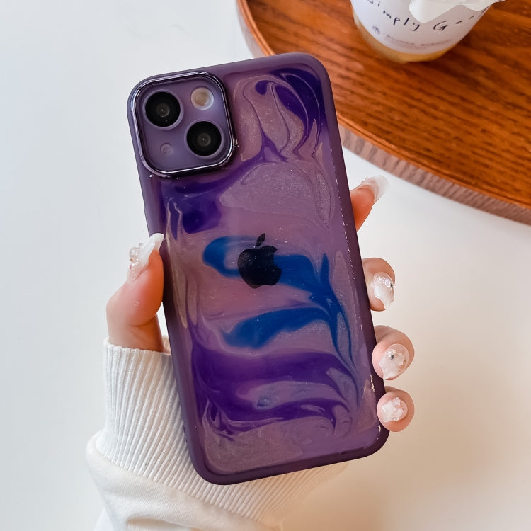 For iPhone 13 Oil Painting Electroplating TPU Phone Case(Purple) - iPhone 13 Cases by buy2fix | Online Shopping UK | buy2fix