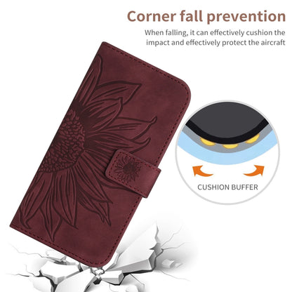 For Xiaomi Poco F5 Pro Skin Feel Sun Flower Embossed Flip Leather Phone Case with Lanyard(Wine Red) - Xiaomi Cases by buy2fix | Online Shopping UK | buy2fix