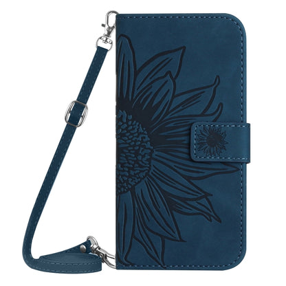 For Xiaomi Redmi Note 12S Skin Feel Sun Flower Embossed Flip Leather Phone Case with Lanyard(Inky Blue) - Xiaomi Cases by buy2fix | Online Shopping UK | buy2fix