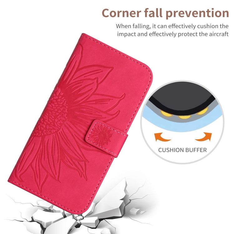 For Xiaomi Redmi Note 12S Skin Feel Sun Flower Embossed Flip Leather Phone Case with Lanyard(Rose Red) - Xiaomi Cases by buy2fix | Online Shopping UK | buy2fix