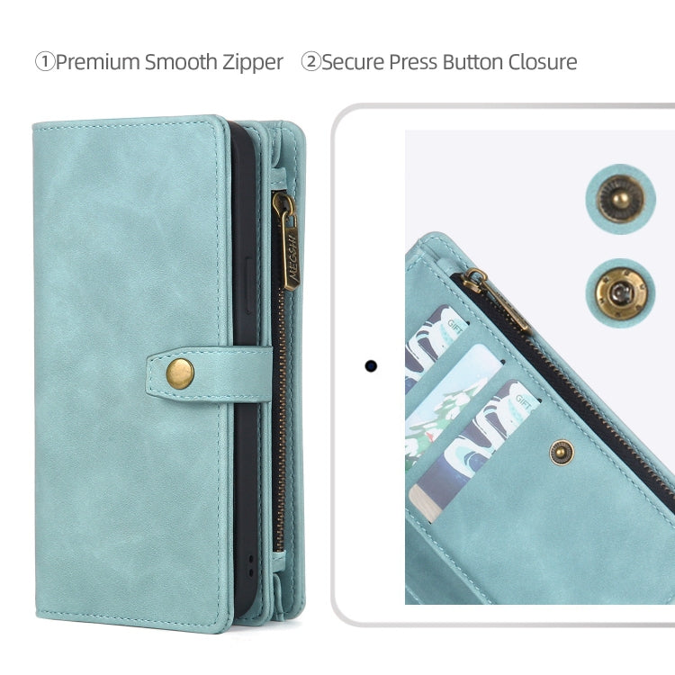 For Google Pixel 7 Pro Zipper Wallet Detachable MagSafe Leather Phone Case(Blue) - Google Cases by buy2fix | Online Shopping UK | buy2fix