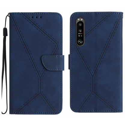 For Sony Xperia 5 IV Stitching Embossed Leather Phone Case(Blue) - Sony Cases by buy2fix | Online Shopping UK | buy2fix