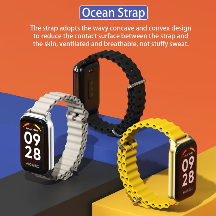 For Xiaomi Smart Band 8 Active / Redmi Band 2 Mijobs Metal Shell Ocean Silicone Watch Band(Yellow Gold) - Watch Bands by MIJOBS | Online Shopping UK | buy2fix