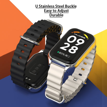 For Xiaomi Smart Band 8 Active / Redmi Band 2 Mijobs Metal Shell Ocean Silicone Watch Band(Yellow Gold) - Watch Bands by MIJOBS | Online Shopping UK | buy2fix