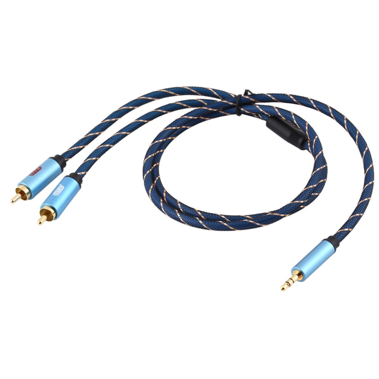 EMK 3.5mm Jack Male to 2 x RCA Male Gold Plated Connector Speaker Audio Cable, Cable Length:1.5m(Dark Blue) - Audio Optical Cables by EMK | Online Shopping UK | buy2fix